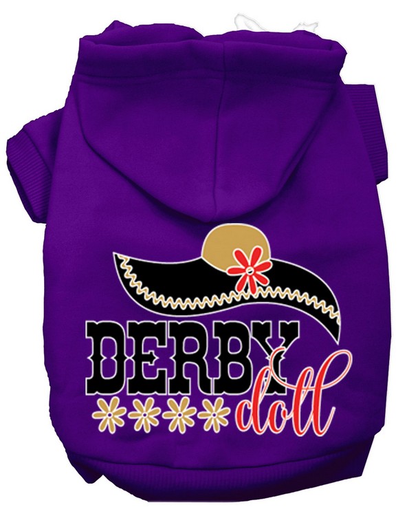 Derby Doll Screen Print Dog Hoodie Purple XXL